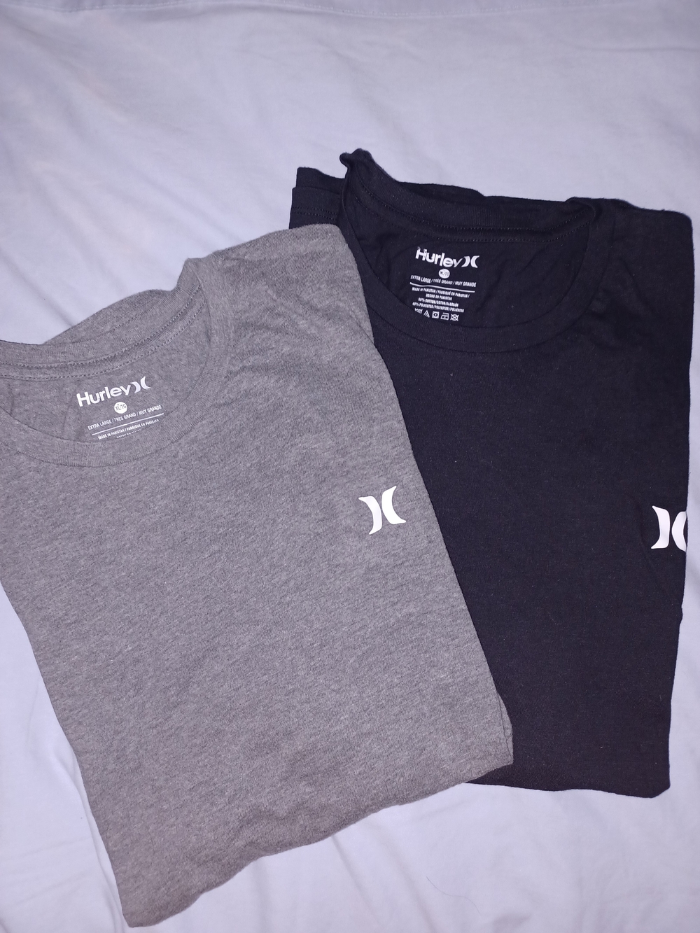 Hurley Two-Pack Short Sleeve Crew Tees in Gray and Black